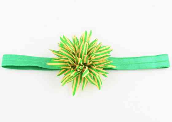 Пов'язка дитяча з квіткою зелена - розмір квітки близько 9 см, окружність 34-46см Київ