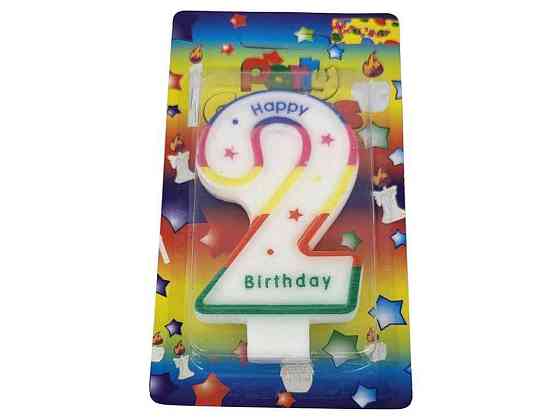 Свеча-цифра 2 Happy Birthday радуга арт.072 ТМ PRC Киев