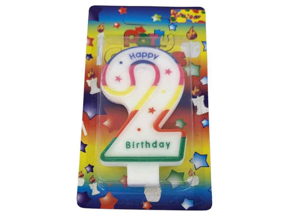 Свеча-цифра 2 Happy Birthday радуга арт.072 ТМ PRC Киев - изображение 1