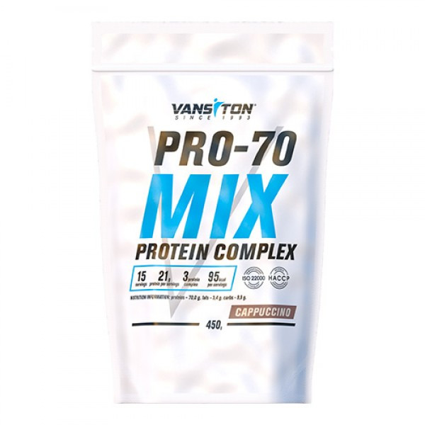 Протеин Vansiton Mega Protein Pro-70 450 г Капучино Луцк - изображение 1