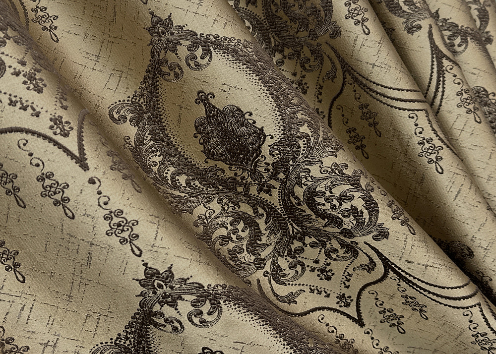 Комплект штор на люверсах VR-Textil Парча № 1775ш Бежевый с венге 155х270 см 2 шт (37-0259) Киев - изображение 7