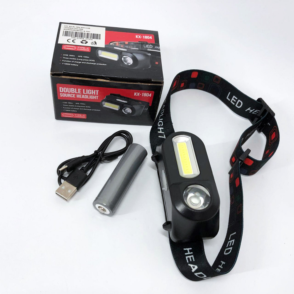 Ліхтар на голову для туристів 1804-XPE+COB, Налобний ліхтарик з захистом від вологи CH-39 Львів - фото 7