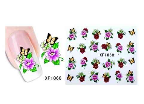 Наклейки для нігтів "Квіточки з метеликами" Київ