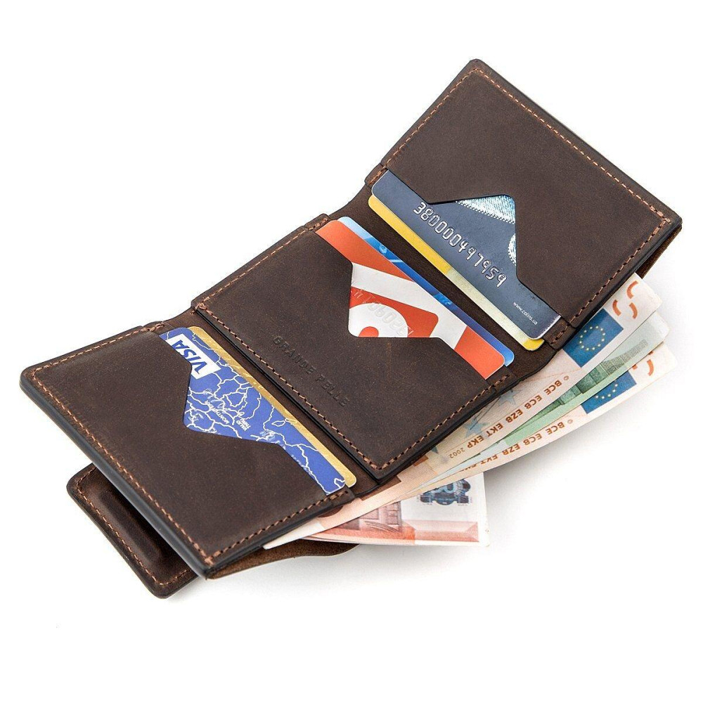 Строгое портмоне унисекс в винтажном стиле GRANDE PELLE 11151 Коричневое Киев - изображение 6