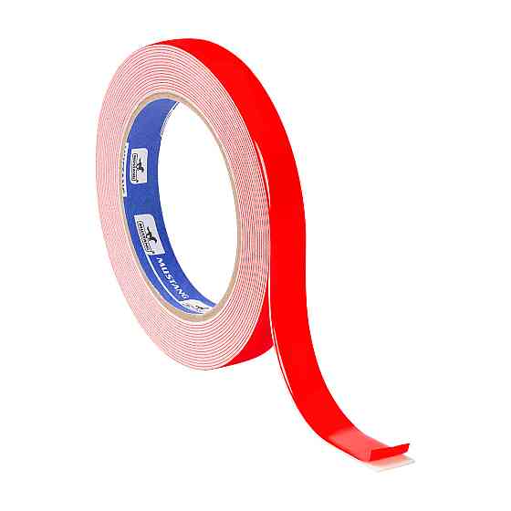 Двухсторонняя клейкая лента на вспененной основе «Монтажная» MUSTANG 15мм х 2м Ровно