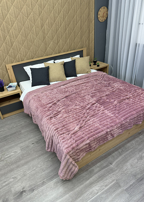 Плед-покривало смужка Шарпей 210х220 см (+-10см) Пудровий (87-199) Київ - фото 5