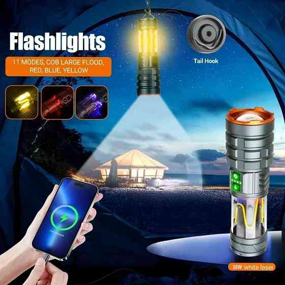 Ручний ліхтар YEMAO YM-G580, 2500LM, 30 W LED, 1*26650 акум, TYPE-C Дніпро