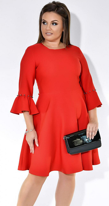 Червоне ніжне плаття з розкльошеною спідницею (44) Київ - фото 2