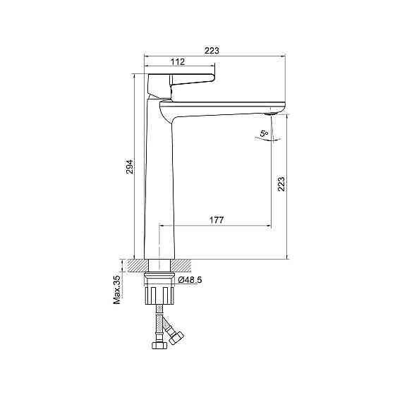 Dakota XL змішувач для умивальника, Gun Grey Київ