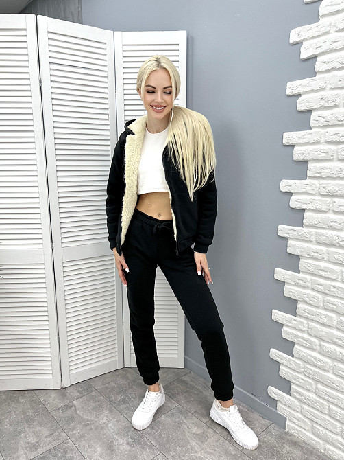 Зимовий спортивний костюм на хутрі "Nord" оптом | Норма Чорний, 42-44 Київ - фото 1