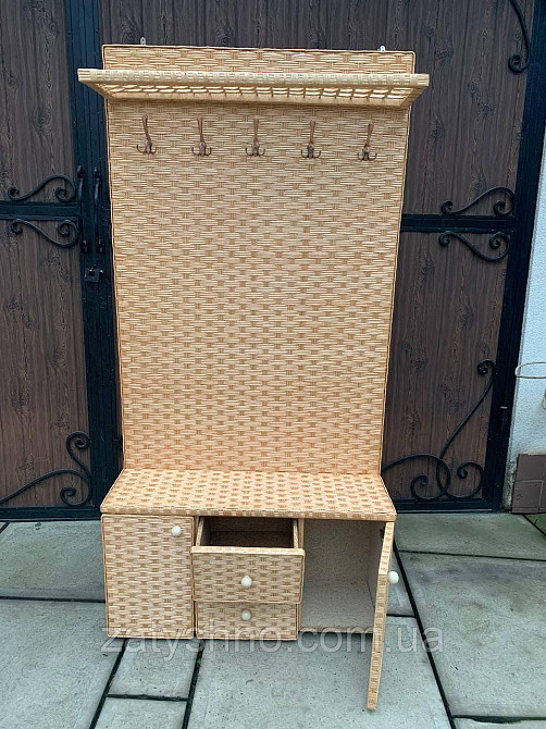 Плетная прихожая с ящиками для обуви светлого цвета Киев - изображение 4