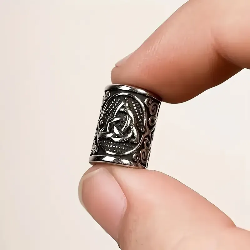 Набор 5 металлических бусин-шармов в скандинавском стиле с символом трикветра Киев - изображение 3