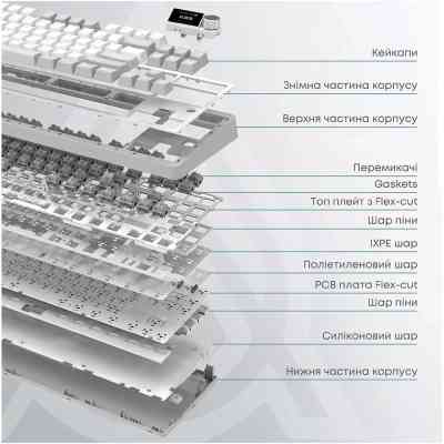 Клавиатура Ajazz AK870 PLUS Murad Switch RGB Wireless/Bluetooth/USB White (AK870-MU-BWD) Винница