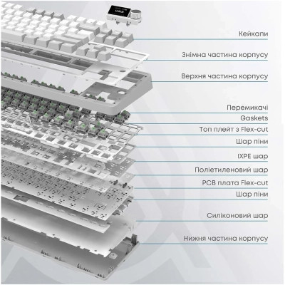 Клавіатура Ajazz AK870 PLUS Murad Switch RGB Wireless/Bluetooth/USB White (AK870-MU-BWD) Вінниця - фото 3