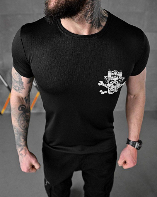 Тактическая потоотводящая футболка SABUR skull black ВТ5128 Одесса - изображение 2