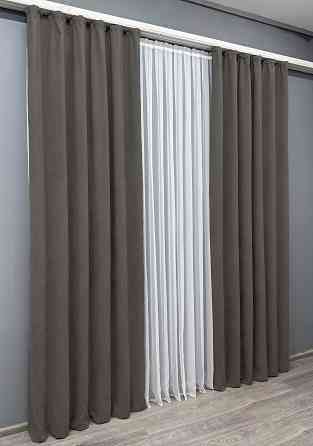 Комплект готових штор VR-Textil Мікровелюр Petek YL № 1711ш Темно-сірий 100х295 см 2 шт (31-847) Київ