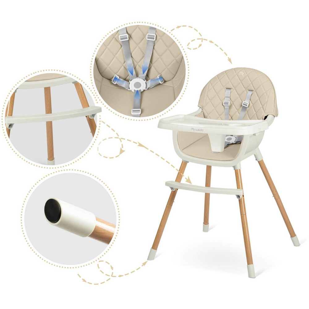 Стільчик для годування Nukido Lilo 63 х 64 х 93 см - бежевий Київ - фото 8