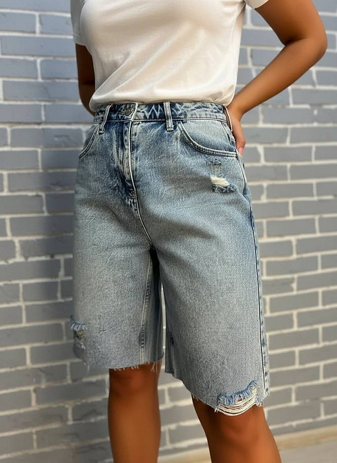 Шорти жіночі джинсові Women Denim 2038-977 бермуди рвані блакитні, блакитний, 34 Київ - фото 17