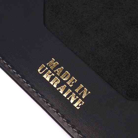 Надежная обложка на паспорт в винтажной коже Слава ЗСУ GRANDE PELLE 16724 Черная Киев