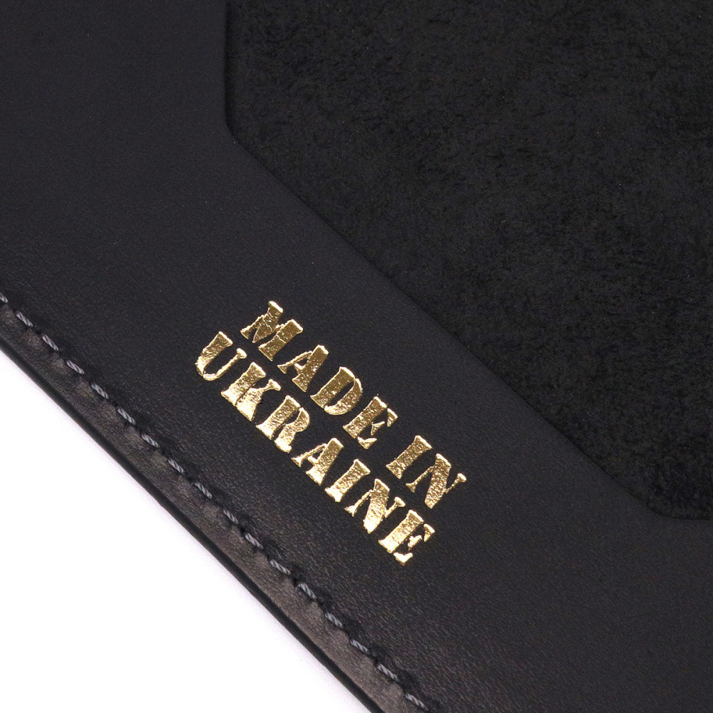 Надійна обкладинка на паспорт у вінтажній шкірі Слава ЗСУ GRANDE PELLE 16724 Чорна Київ - фото 4