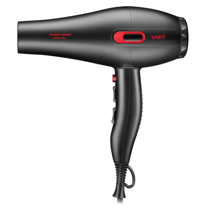 Фен професійний VGR V-471 (3 рівні обдування, 3 рівні температури) 2800 W 3 насадки Чорний Вінниця - фото 2