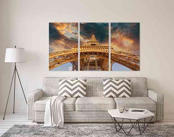 Модульная картина в гостиную / спальню  Ейфелева вежа    ART-291_3A Киев