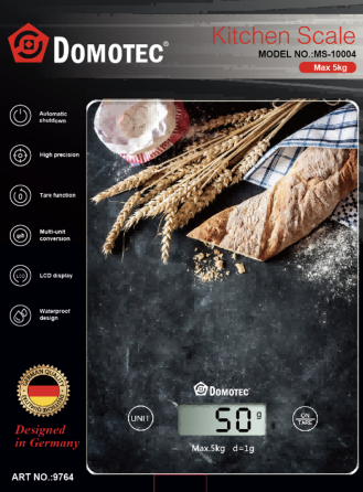 Ваги кухонні електронні Domotec MS-10004 до 5 кг з LCD-дисплеєм, високою точністю та функцією тара Одеса