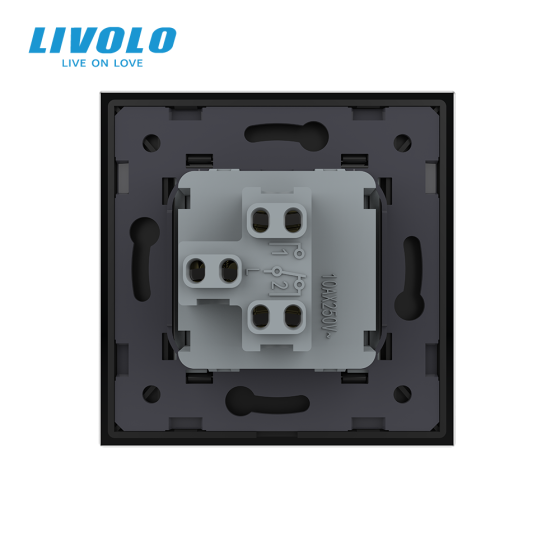 LIVOLO Одноклавішний прохідний вимикач LIVOLO чорний матовий скло Коломия