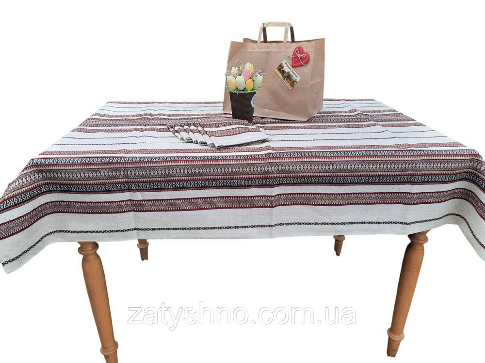 Бордова скатертина з серветками машинна вишивка 230*140 Київ - фото 6