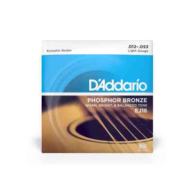Струни для гітари D'Addario Phosphor Bronze Regular Light (12-53) (EJ16) Вінниця