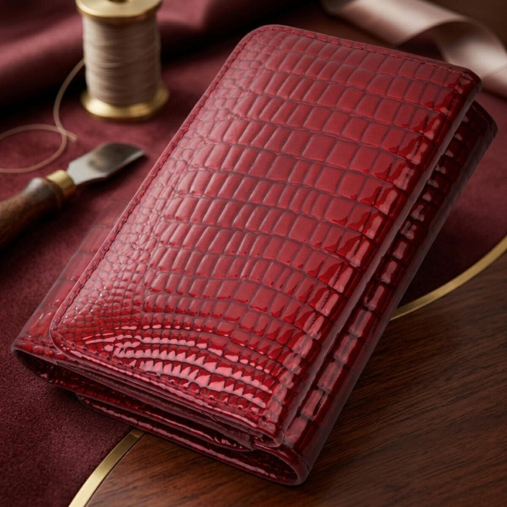 Стильний жіночий фактурний гаманець із натуральної шкіри ST Leather 22731 Червоний Київ - фото 14
