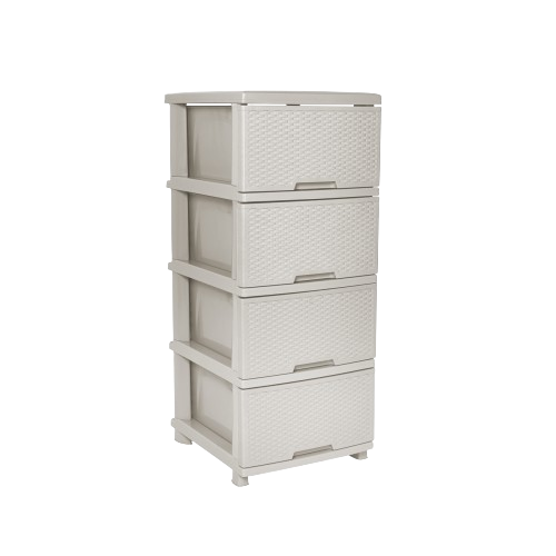 Комод на 4 шухляді 46*39*96 см пластик Ротанг біла трійканда Алеана Житомир