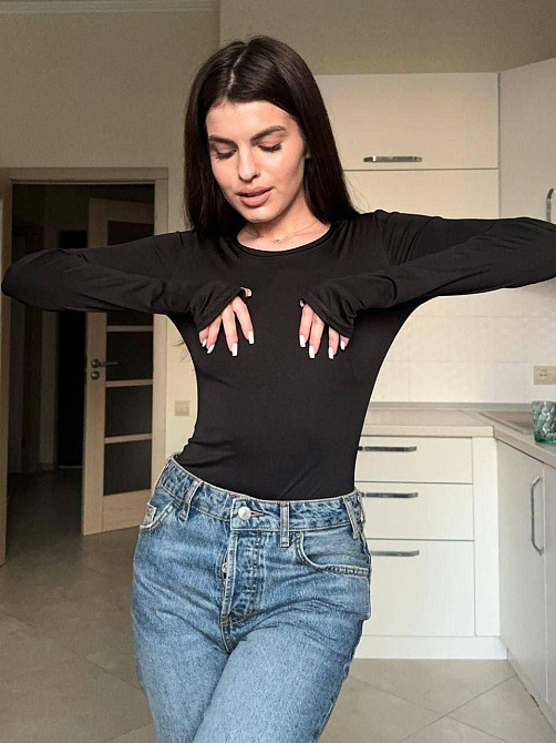 Женский базовый боди с длинным рукавом микродайвинг Черный, 46/48 Одесса - изображение 2