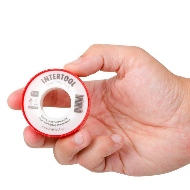 Стрічка тефлонова, фум (политетрафторетиленова), 15 м, 12×0,1 мм, 0,2 г/см³ INTERTOOL IT-0001 Київ - фото 3