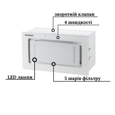 Витяжка кухонна GRANADO Palamos 1614-1200 white glass (GCH486455) Вінниця - фото 7