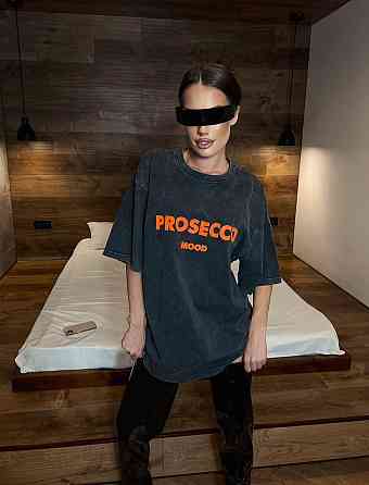 Женская трендовая оверсайз футболка с накатом PROSECCO трикотаж - 100% хлопок в технике тай-дай Одесса