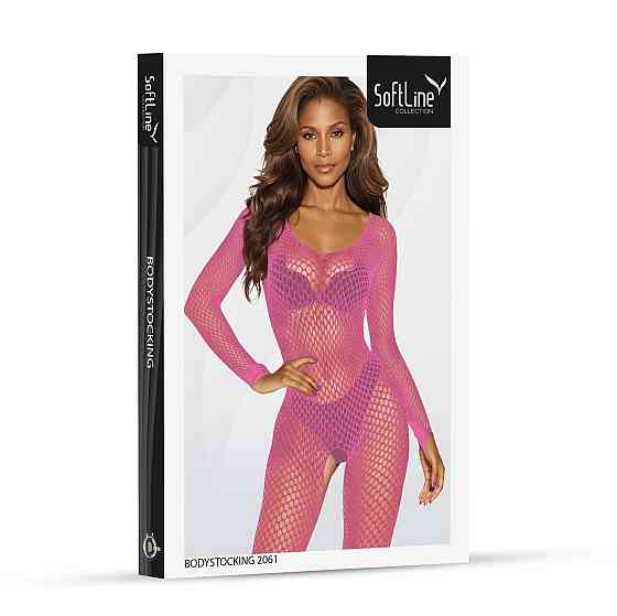 Бодістокінг жіночий SoftLine 2061 Pink, рожевий, сітчастий Sex Aura Київ