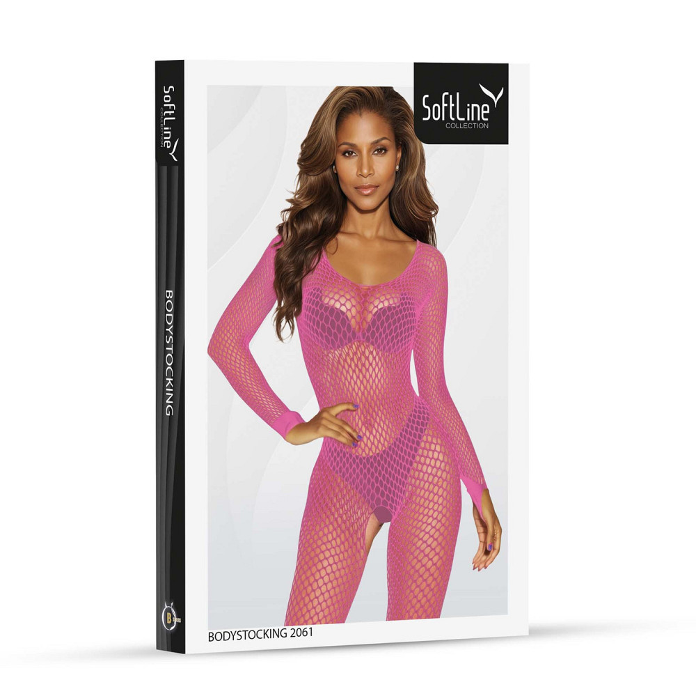 Бодістокінг жіночий SoftLine 2061 Pink, рожевий, сітчастий Sex Aura Київ - фото 6