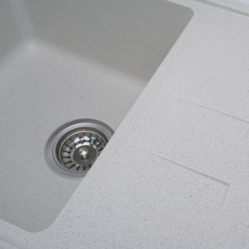 VALESO Гранітна мийка для кухні VALESO LIANA 6243 матова Біла в крапку Коломия - фото 6