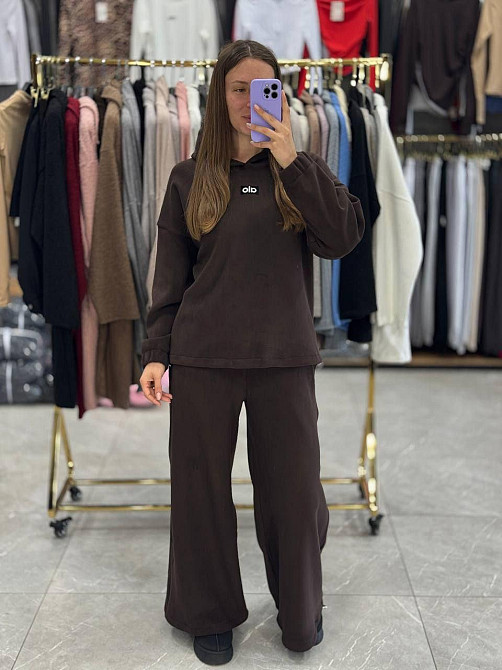 Женский теплый прогулочный костюм двойка: кофта и штаны турецкий флис Шоколад, 42/44 Одесса - изображение 1