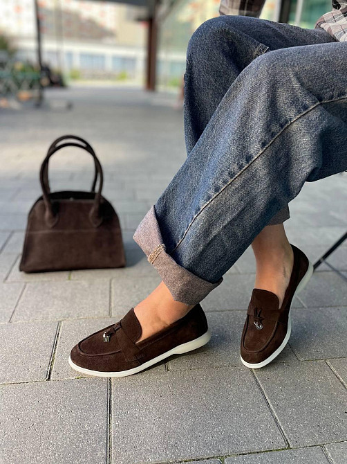 Mermaid Лофери жіночі Mermaid Б-1 шоколадні/біл.под (весна-осінь, замша натуральна) (6006) 39 Коломия - фото 3