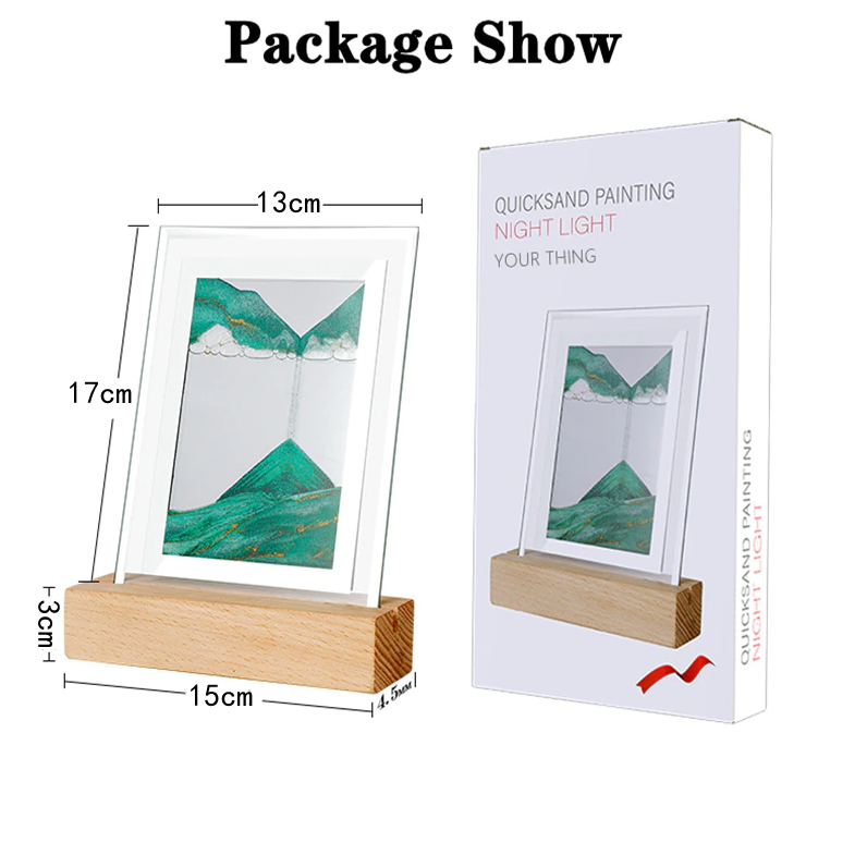Песочная картина 20х15 см, ДЕРЕВЯННАЯ подставка с ПОДСВЕТКОЙ, ночник, декор интерьера, ЗЕЛЕНАЯ Кременчуг - изображение 7