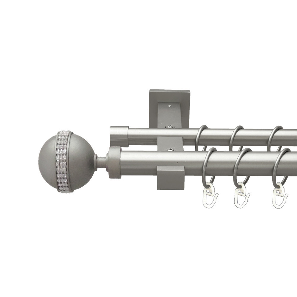 Карниз Orvit Авея металевий дворядний техно гладка труба кільце металеве Сатин 25\19 мм 240 см (00-00026327) Львов - изображение 1