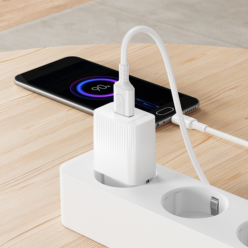 Мережевий зарядний пристрій з кабелем BOROFONE BAS71A Source single-port charger set(Micro) White Одеса - фото 5