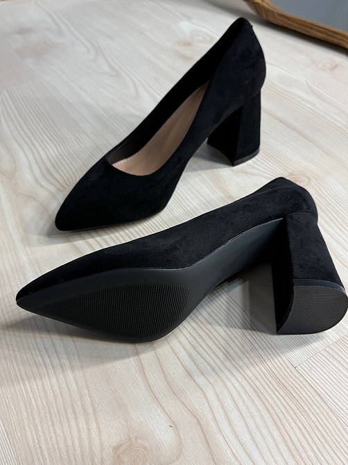 Туфли женские Meideli 3190-7 лодочки на широком устойчивом каблуке экозамша черные, 39, 24,9 см Киев - изображение 14