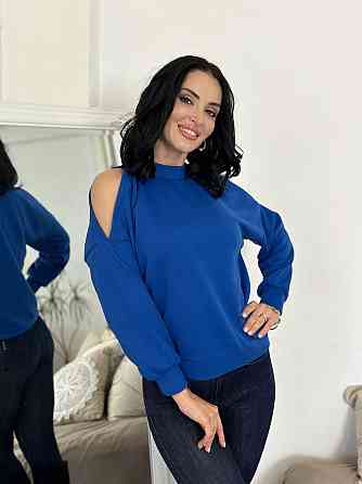 Жіноча ангорова кофта з розрізами "Girl" оптом | Норма | Розпродаж моделі Електрик, 42-44 Київ