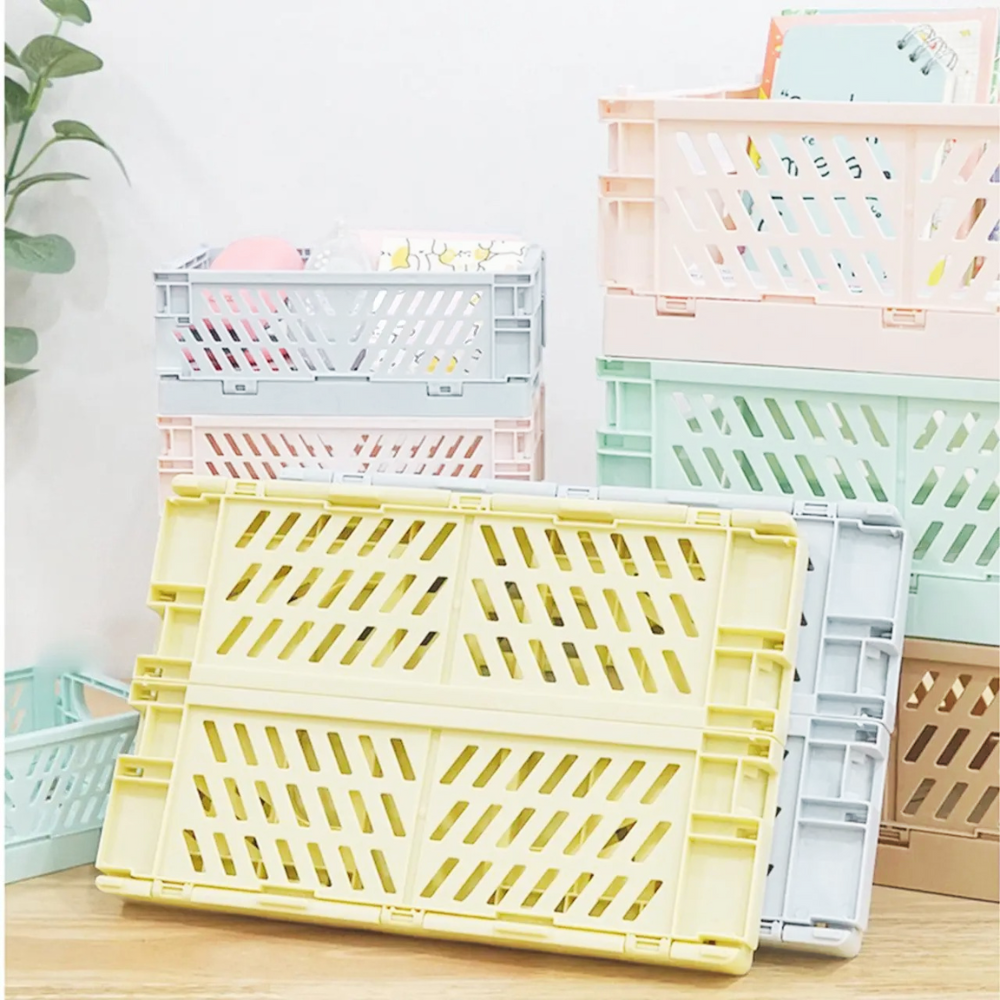 Пластиковый органайзер, складная корзина для хранения, контейнер  с ручками, 15×9.8×5.7см, цвет бежевый Каменец-Подольский - изображение 6