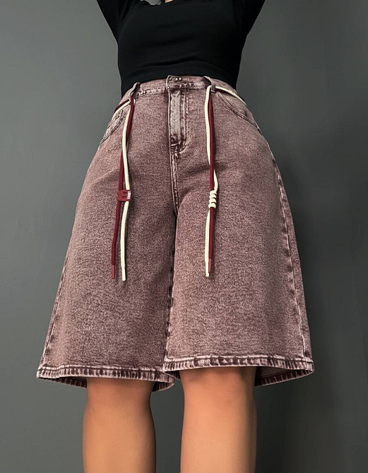 Шорты женские Liana 4-053 бермуды с резинкой на талии и поясом большие размеры коричневые, коричневый, З8, 38, 107 см, 134 см Киев - изображение 8