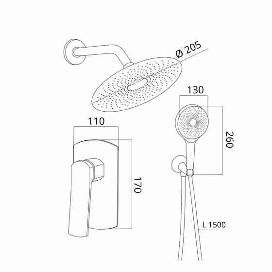 Душевая система скрытого монтажа Qtap Slavonice на два потребителя QTSLA113GMB45899 Gunmetal графит Киев