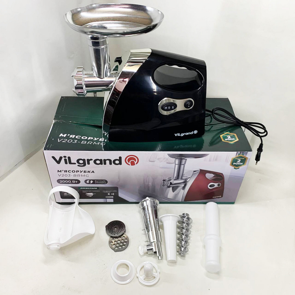 М'ясорубка з решіткою для фаршу ViLgrand, Електром'ясорубка 5 насадок Шнекова електро м' WG-15 Івано-Франківськ - фото 3